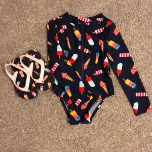 Toddler bathing suit & matching sandals